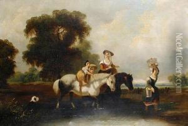 Returning From Market Oil Painting - Sir Augustus Wall Callcott