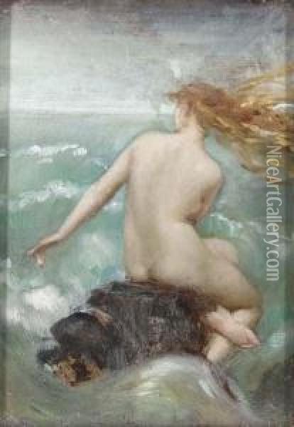 A Female Nude On A Rocky Coastline Oil Painting - Dorothy Tennant