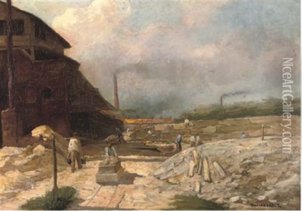 Steenbakkerij Ouderzorg, Leierdorp - The Brick Factory Oil Painting - Herman Heijenbrock