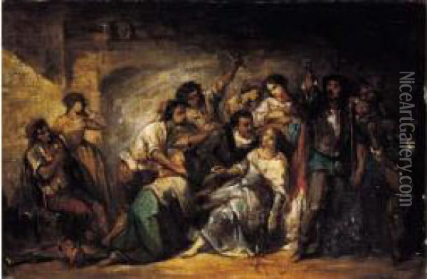 L'appel A La Vengeance, Scene Sicilienne Oil Painting - Thomas Couture