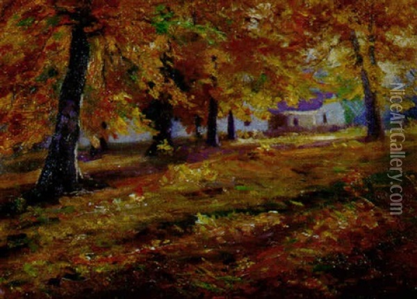 Autumn Landscape With House Oil Painting - Paul Turner Sargent