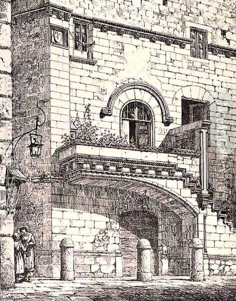 House of Santa Rosa, Viterbo, Italy, from 'Examples of the Municipal, Commercial, and Street Architecture of France and Italy from the 12th to the 15th Century' Oil Painting - R. Anderson