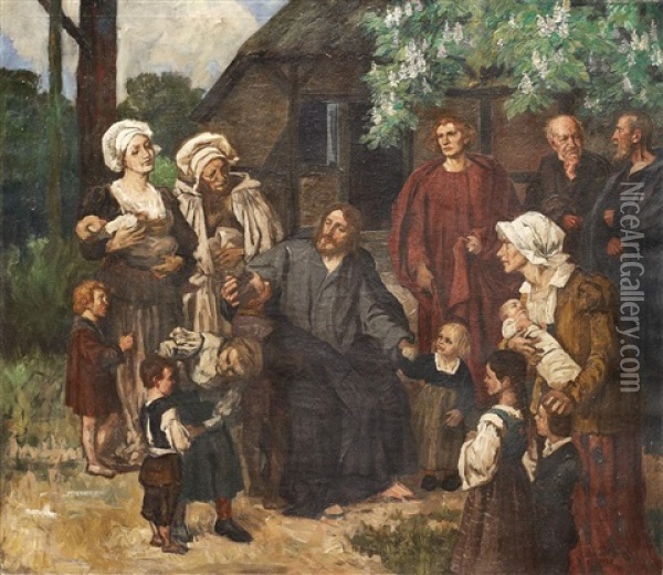 Lasset Die Kinder Zu Mir Kommen Oil Painting - Eduard (Karl-Franz) von Gebhardt