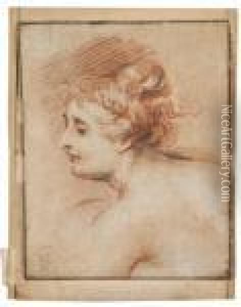 Etude De Tete De Femme, D'apres Rubens Oil Painting - Watteau, Jean Antoine