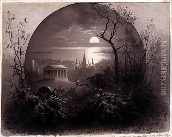 View from Greenwood Cemetery, Brooklyn, 1881 Oil Painting - Rudolf (Daniel Ludwig) Cronau