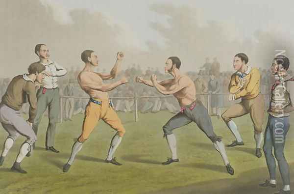 A Prize Fight, aquatinted by I. Clark, pub. by Thomas McLean, 1820 Oil Painting - Henry Thomas Alken