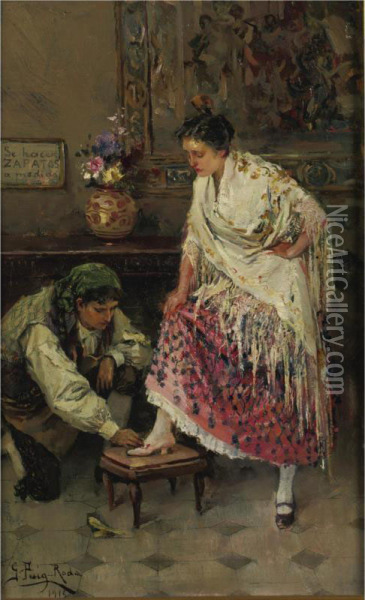The Shoe Fitting Oil Painting - Gabriel Puig Roda