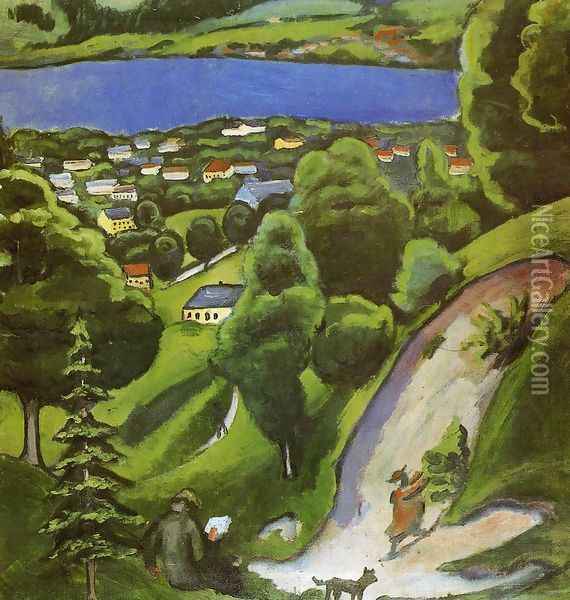 Tegernsee Landscape Oil Painting - August Macke