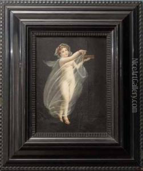 Muse In Diaphanous Gown Oil Painting - Michaelangelo Maestri