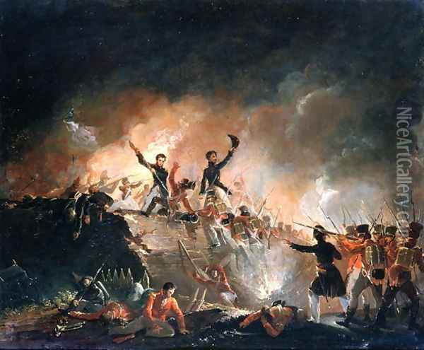 Repulsion of the British at Fort Erie, 15th August 1814, 1840 Oil Painting - E. C. Watmough