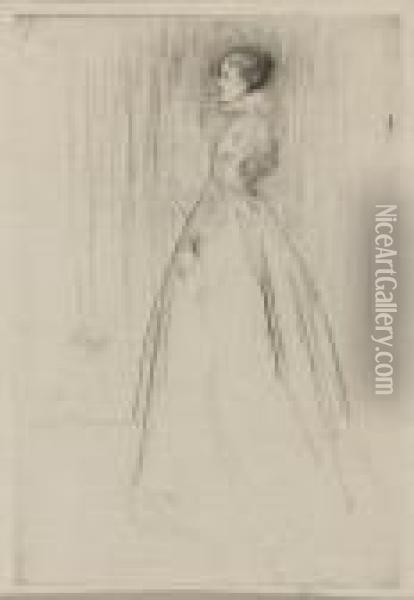 The Velvet Dress Oil Painting - James Abbott McNeill Whistler