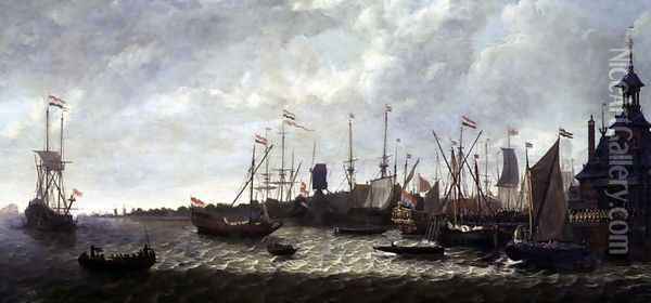 The arrival of King Charles II in Rotterdam, 24th May 1660 Oil Painting - Lieve Verschuier