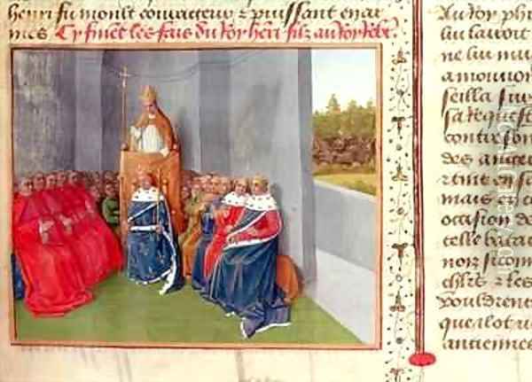 Urban II 1035-99 Preaching the Crusade at Clermont in the Presence of King Philippe I 1053-1108 of France in 1095 Oil Painting - Jean Fouquet