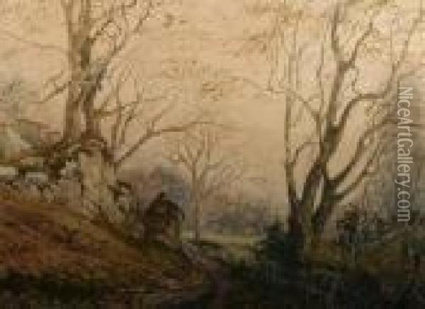 Treescape And Path Oil Painting - Arthur Suker