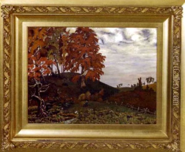 Self-portrait Of The Artist Seated In A Pastoral Landscape Oil Painting - John Dillon