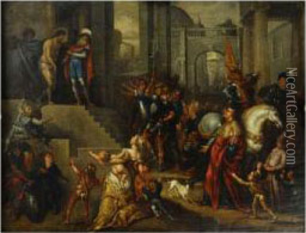 Cristo Presentado Al Pueblo Oil Painting - Simon de Vos