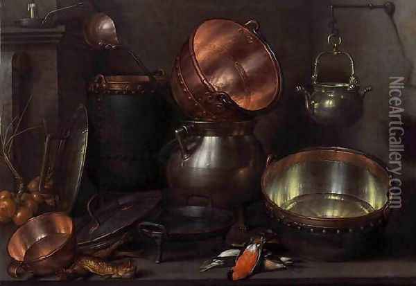 Kitchen Still-Life 1608-10 Oil Painting - Cornelis Jacobsz Delff