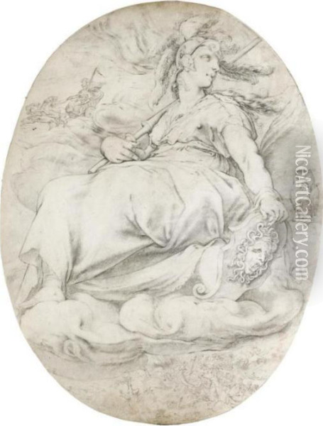 Minerva, After Goltzius Oil Painting - Willem van Mieris