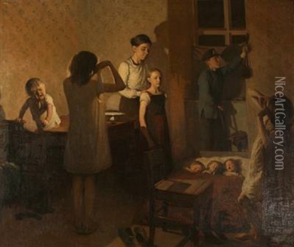 Morgenstund Har Guld I Mund Oil Painting - Carl Vilhelm Meyer