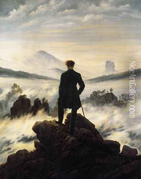 The Wanderer above the Mists 1817-18 Oil Painting - Caspar David Friedrich