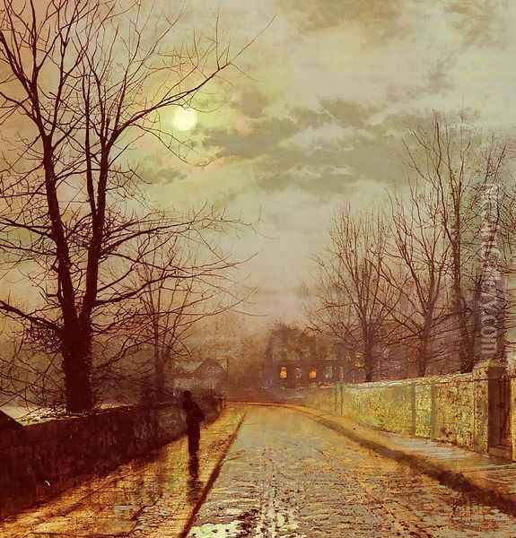 Lane In Cheshire Oil Painting - John Atkinson Grimshaw