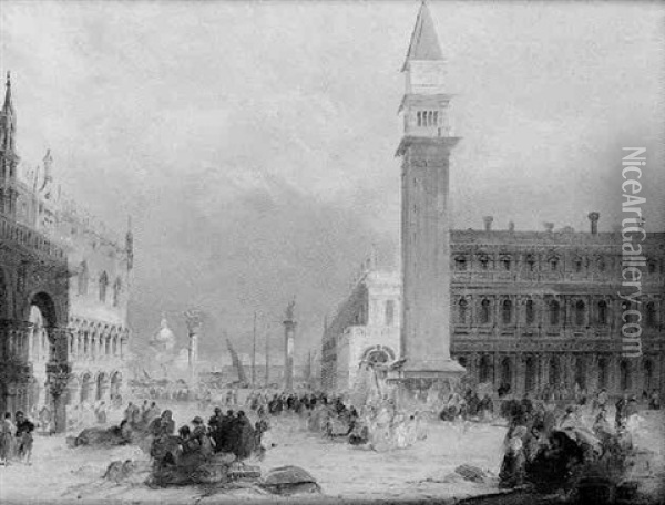 A View Of The Piazetta With San Giorgio Maggiore Beyond Oil Painting - Edward Pritchett
