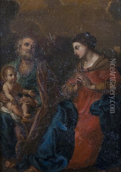 The Holy Family Oil Painting - Jan (Joannes Sinapius) Mostaert