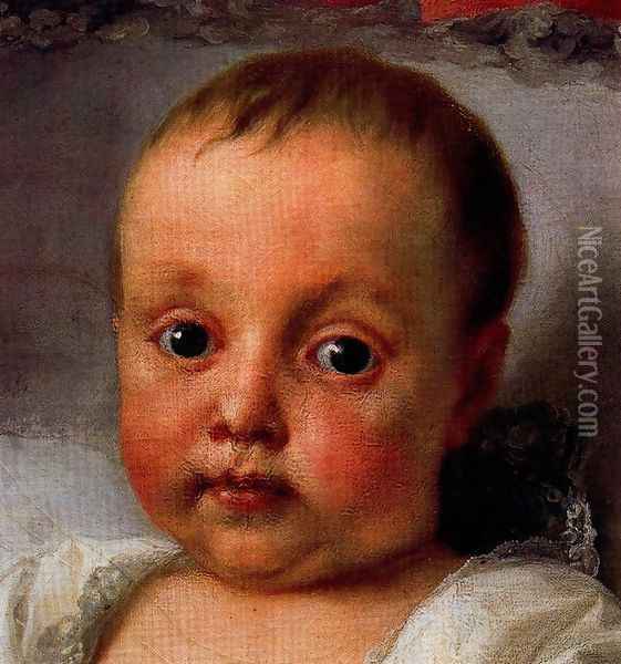 Portrait of the infanta Carlota Joaquina de Borbon (detail) Oil Painting - Anton Raphael Mengs