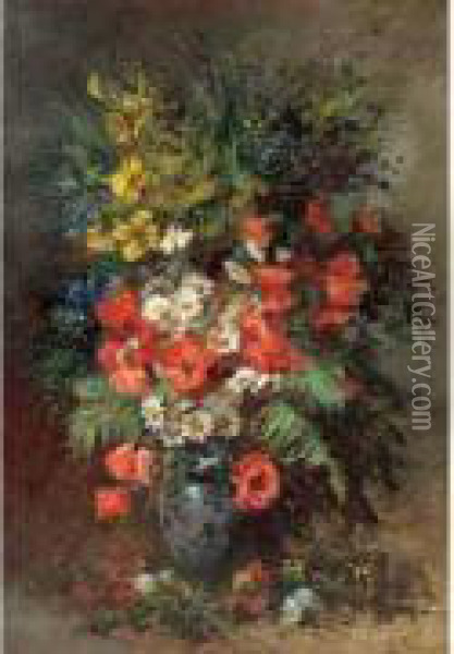 Vase De Fleurs Aux Coquelicots Oil Painting - Louis Morin