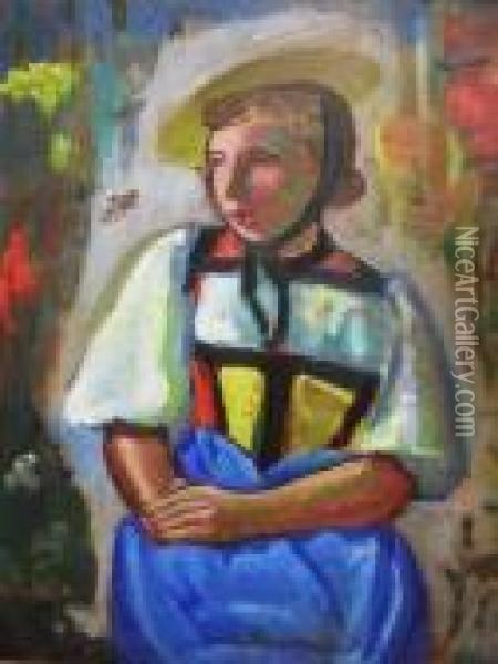 Jeune Paysanne En Costume Oil Painting - Edouard John E. Ravel