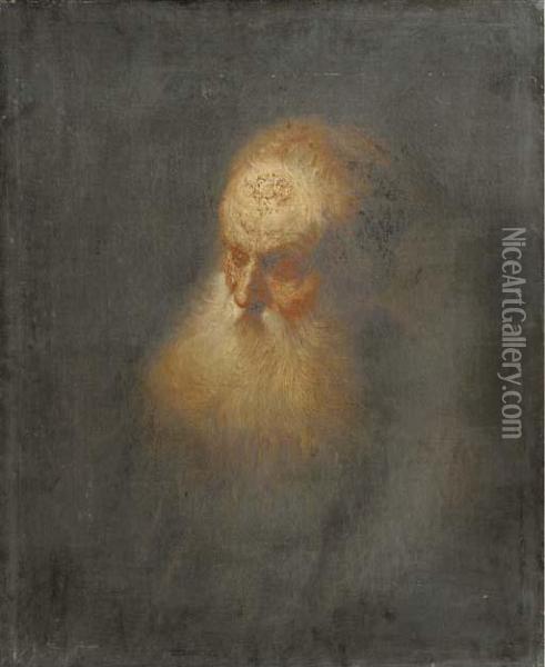 A Tronie: A Bearded Old Man Oil Painting - Rembrandt Van Rijn