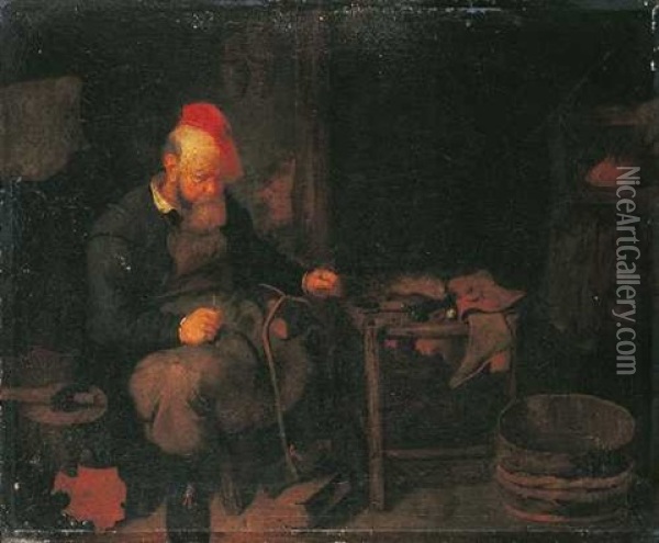 Schuster In Seiner Werkstatt Oil Painting - David Ryckaert III
