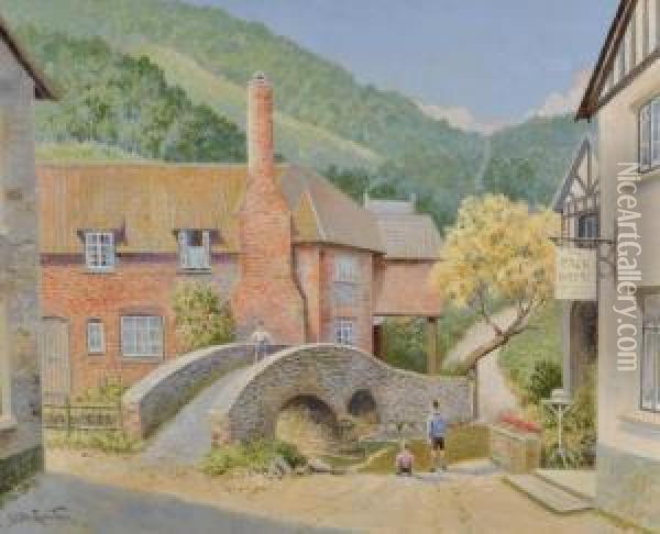 The Pack Horse Bridge Oil Painting - Thomas Charles Leeson Rowbotham