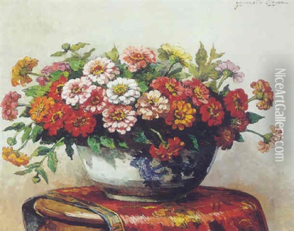 Flowers In A Bowl Oil Painting - Jeannette Slager