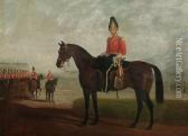 An Officer Of The 1st King's Dragoon Guards Mounted On Horseback Oil Painting - John Jnr. Ferneley