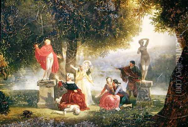 The Statue of Love Oil Painting - Nicolas Antoine Taunay