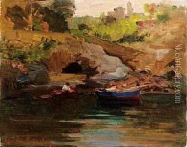 Paesaggio Fluviale Oil Painting - Leopoldo Galeota