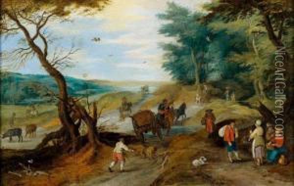 Paysage Aux Promeneurs Oil Painting - Pieter Gysels