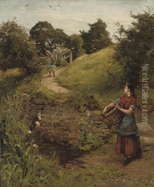 The Path To The Brook Oil Painting - James Charles