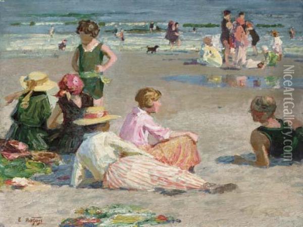 Manhattan Beach Oil Painting - Edward Henry Potthast