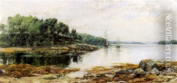 Harbour Landscape Oil Painting - Olive Parker Black
