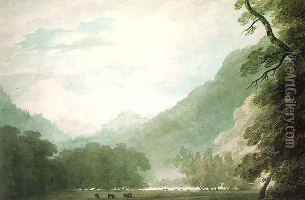View from the Road between Lake Thun and Unterseen Oil Painting - John Robert Cozens