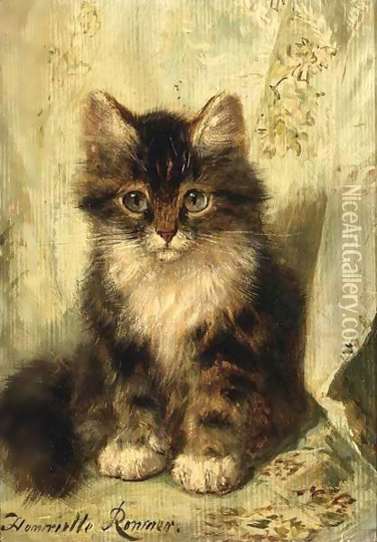 A Musing Kitten Oil Painting - Henriette Ronner-Knip