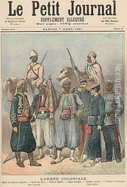 The Colonial Army from Le Petit Journal 7th March 1891 Oil Painting - Fortune Louis Meaulle