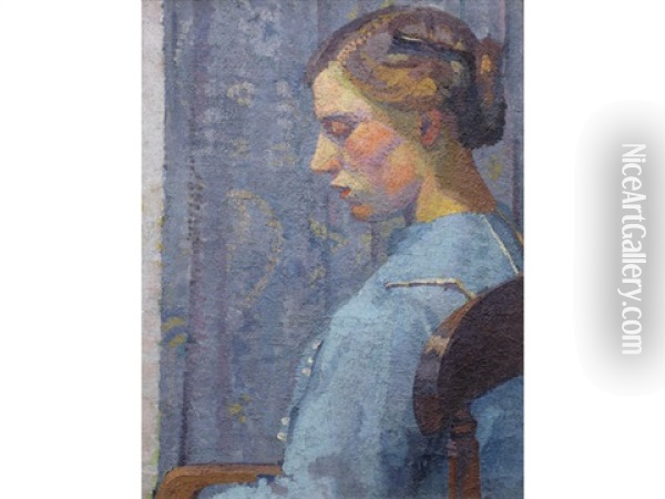 Portrait Of A Lady Oil Painting - Harold Gilman