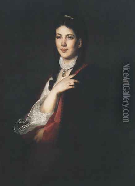 Portrait of the Artist's Stepdaughter, Leonia Bludhorn Oil Painting - Henryk Rodakowski