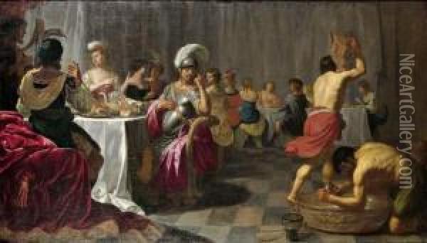 Ulysse Au Banquet D'alcinoos. Oil Painting - Jan Van Bijlert