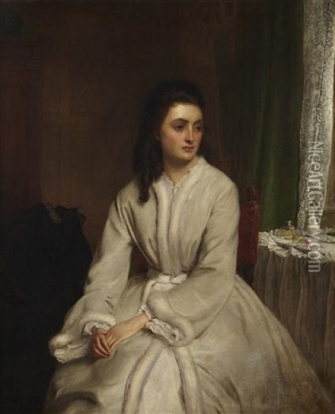 A Pensive Young Woman Oil Painting - William Powell Frith