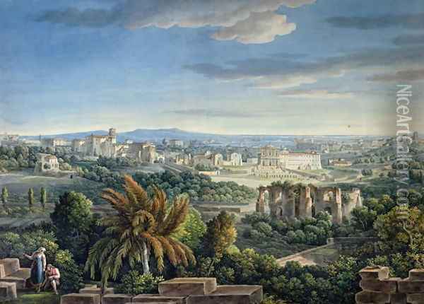 View of the Celian Hill, Rome, c.1800 Oil Painting - Louis Francois Cassas