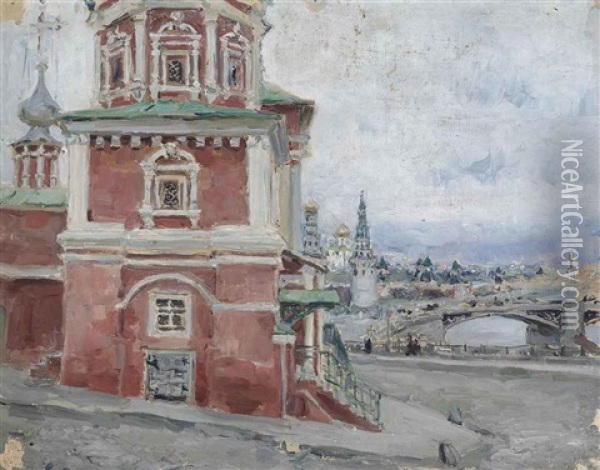 A Church In Moscow Oil Painting - Maria Vasilevna Jakunchikova